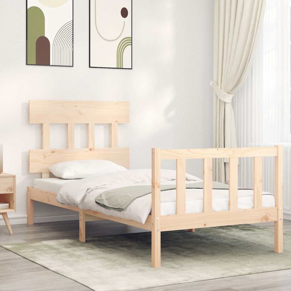 Estructura de cama con cabecero madera