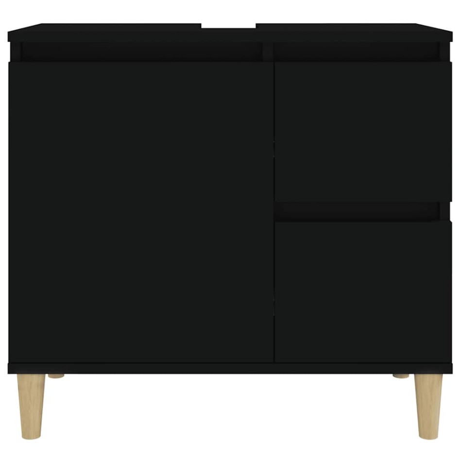 Armario de baño madera contrachapada negro 65x33x60