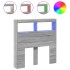 Cabecero de cama con luz LED gris Sonoma 100x17x102
