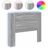 Cabecero de cama con luz LED gris Sonoma 120x16,5x103,5
