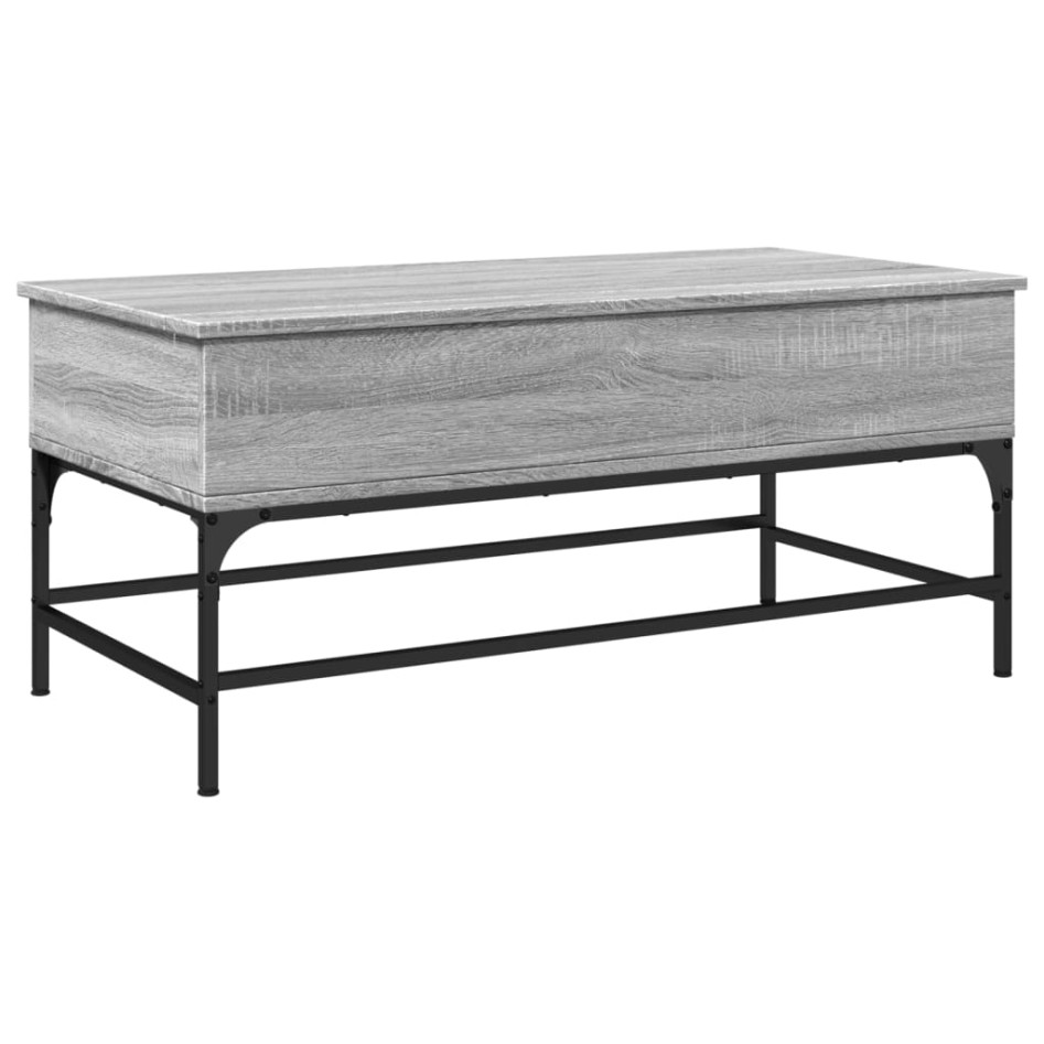 Mesa de centro madera ingeniería metal gris Sonoma 100x50x45