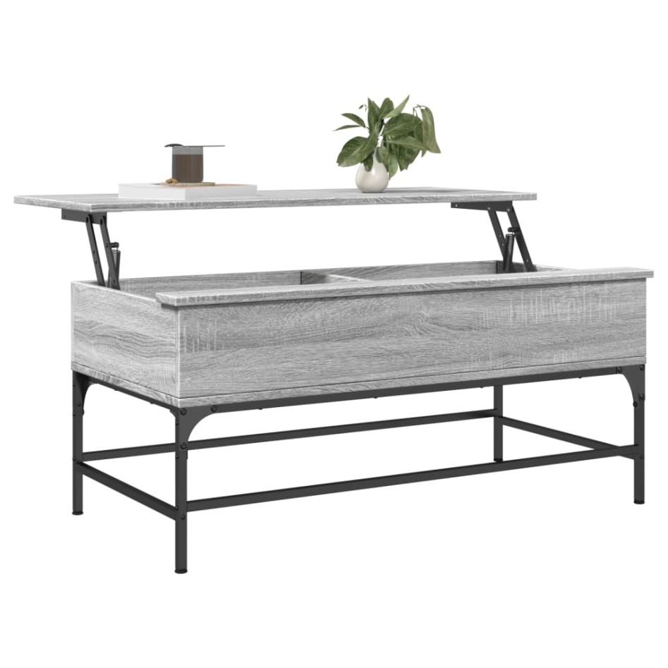 Mesa de centro madera ingeniería metal gris Sonoma 100x50x45