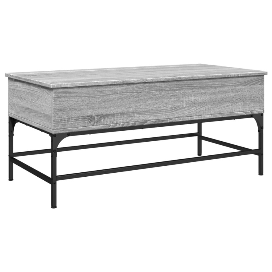 Mesa de centro madera ingeniería metal gris Sonoma 100x50x45