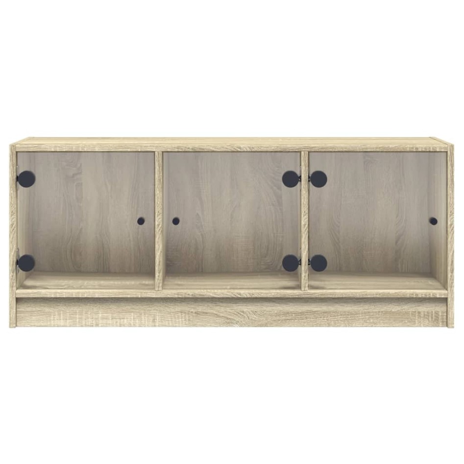 Mueble de TV con puertas de vidrio roble Sonoma 102x37x42