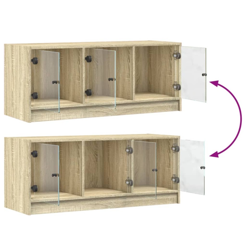 Mueble de TV con puertas de vidrio roble Sonoma 102x37x42