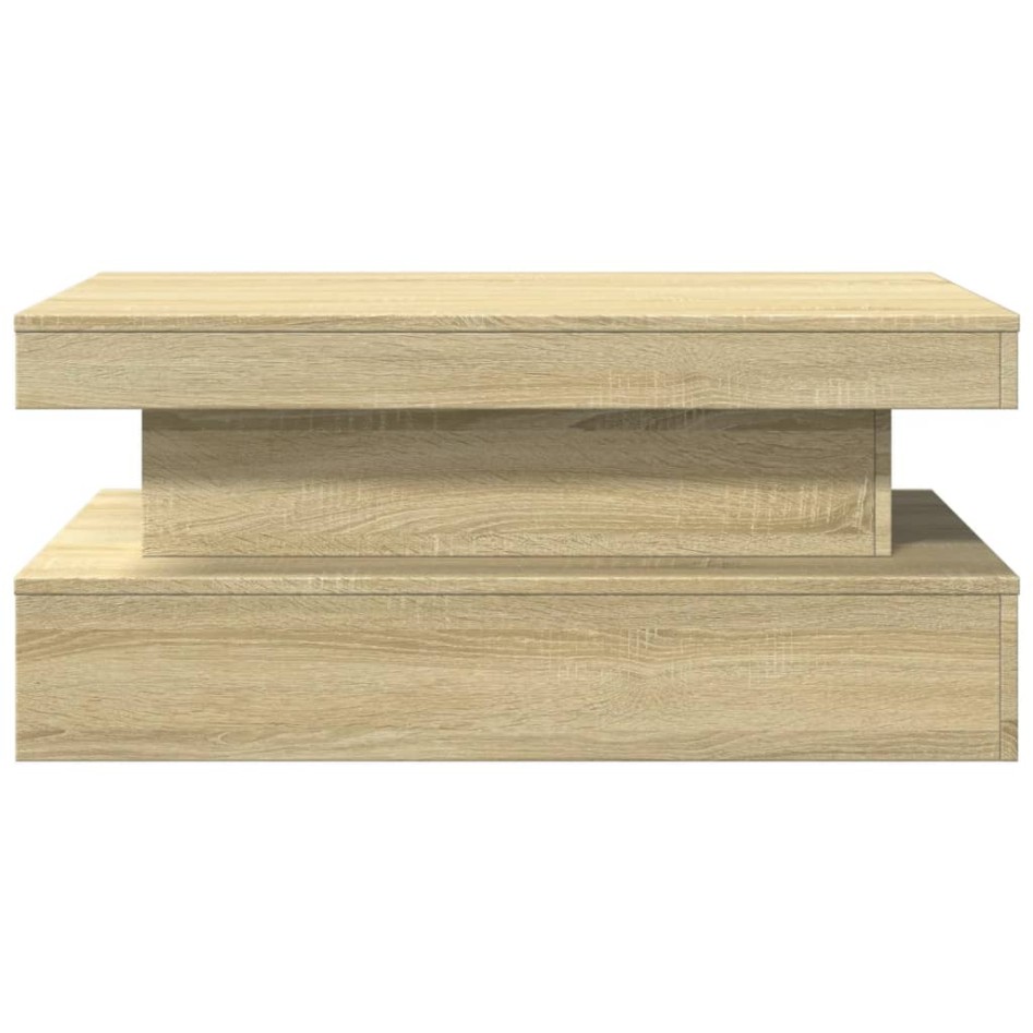 Mesa de centro con luces LED roble Sonoma 90x50x40