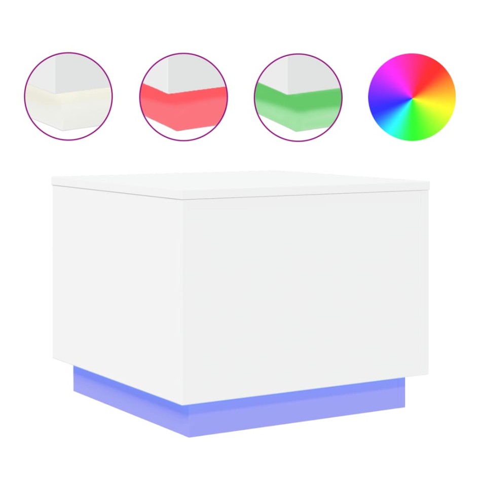 Mesa de centro con luces LED blanco 50x50x40