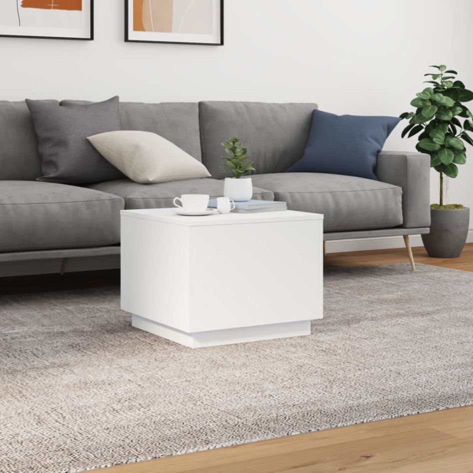 Mesa de centro con luces LED blanco 50x50x40