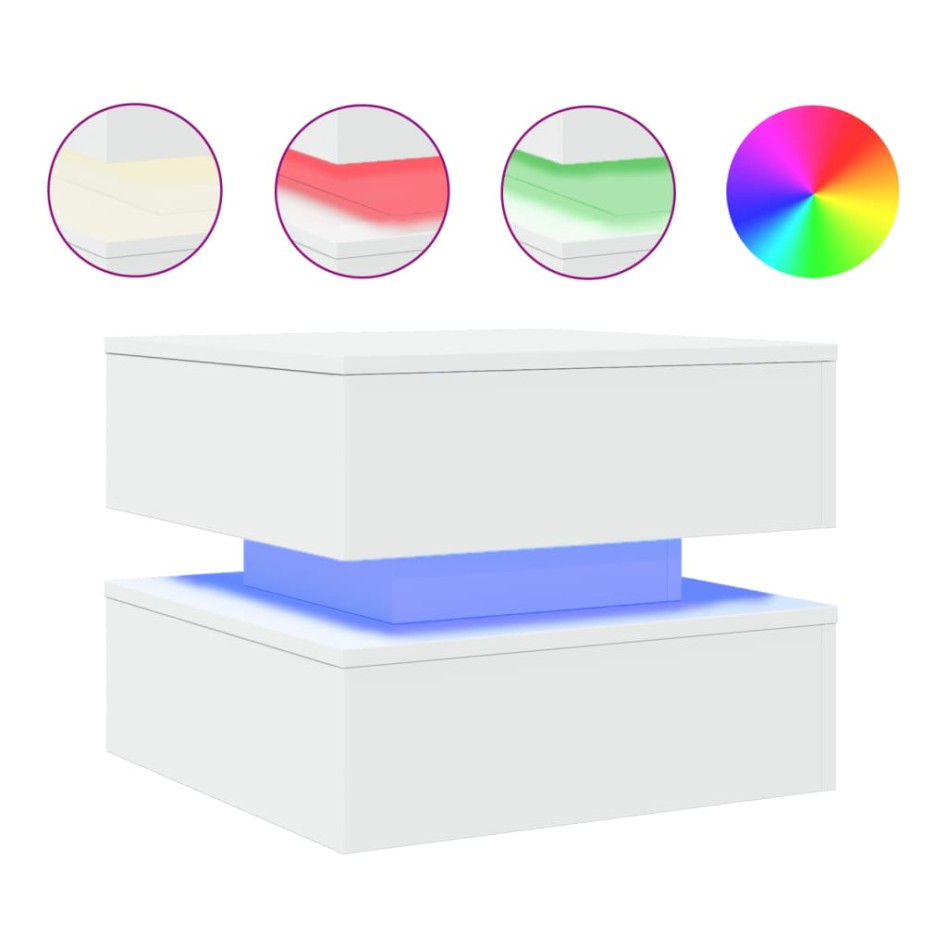 Mesa de centro con luces LED blanco 50x50x40