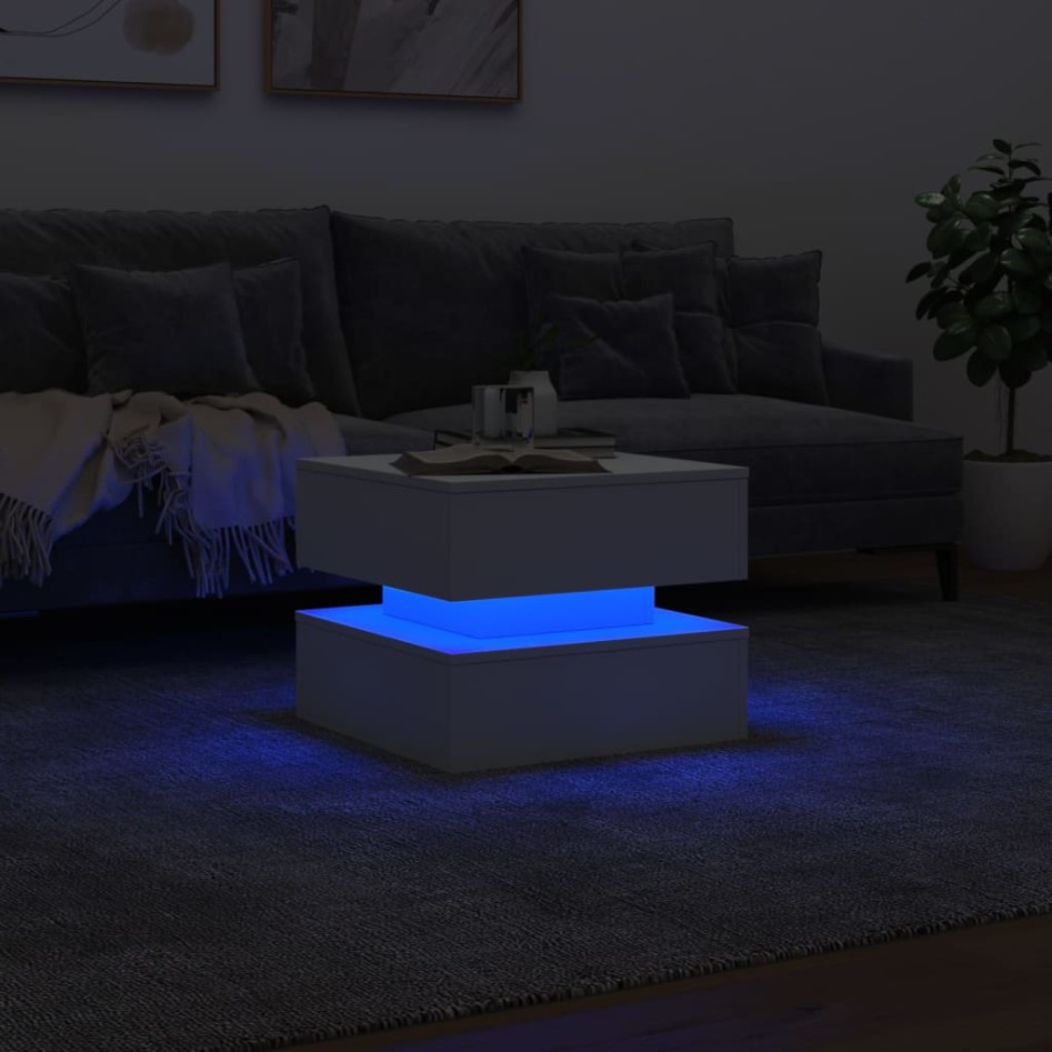 Mesa de centro con luces LED blanco 50x50x40