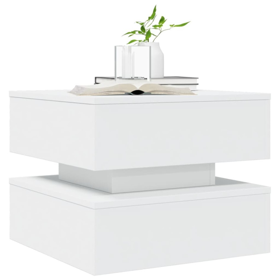 Mesa de centro con luces LED blanco 50x50x40