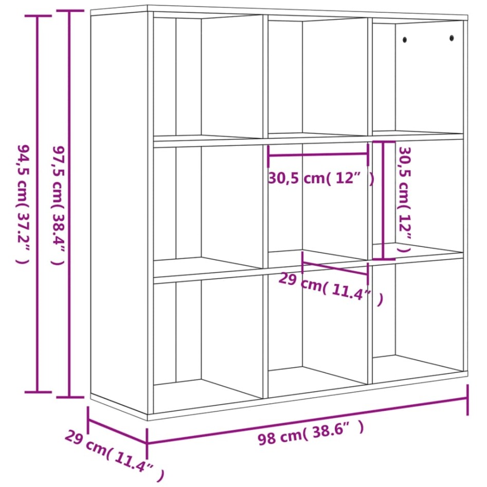 Estantería madera de ingeniería roble Sonoma 98x29x97,5