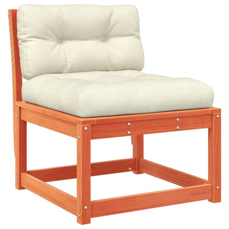 Sofá de jardín con cojines madera maciza de pino marrón