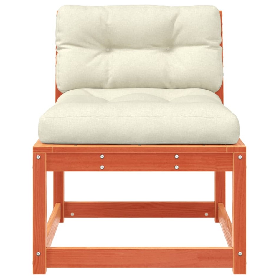 Sofá de jardín con cojines madera maciza de pino marrón