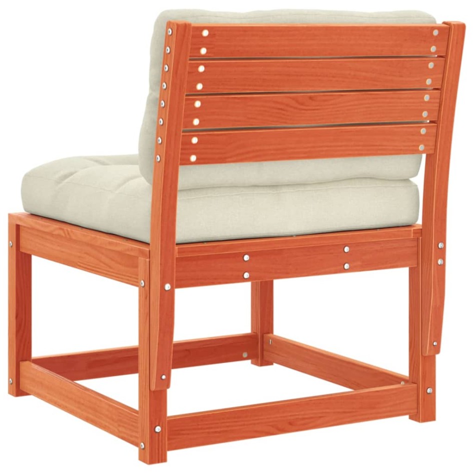 Sofá de jardín con cojines madera maciza de pino marrón