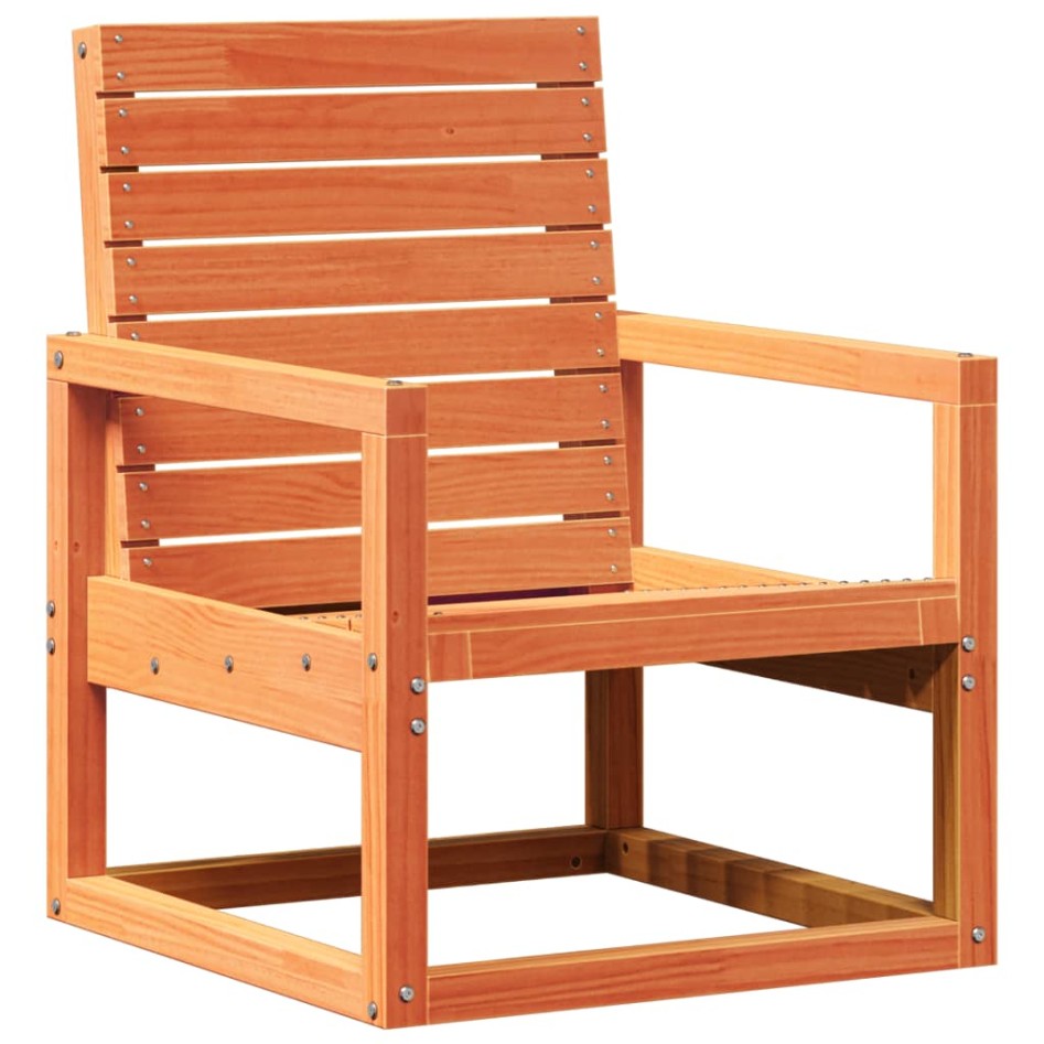 Silla de jardín madera maciza de pino marrón cera 57,5x63x76