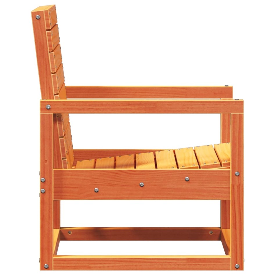 Silla de jardín madera maciza de pino marrón cera 57,5x63x76