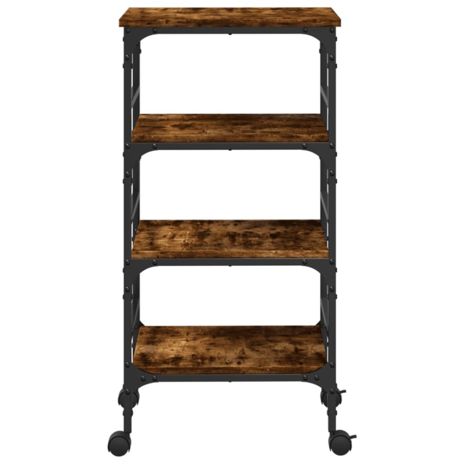 Carrito de cocina madera ingeniería roble ahumado 45x35x89,5