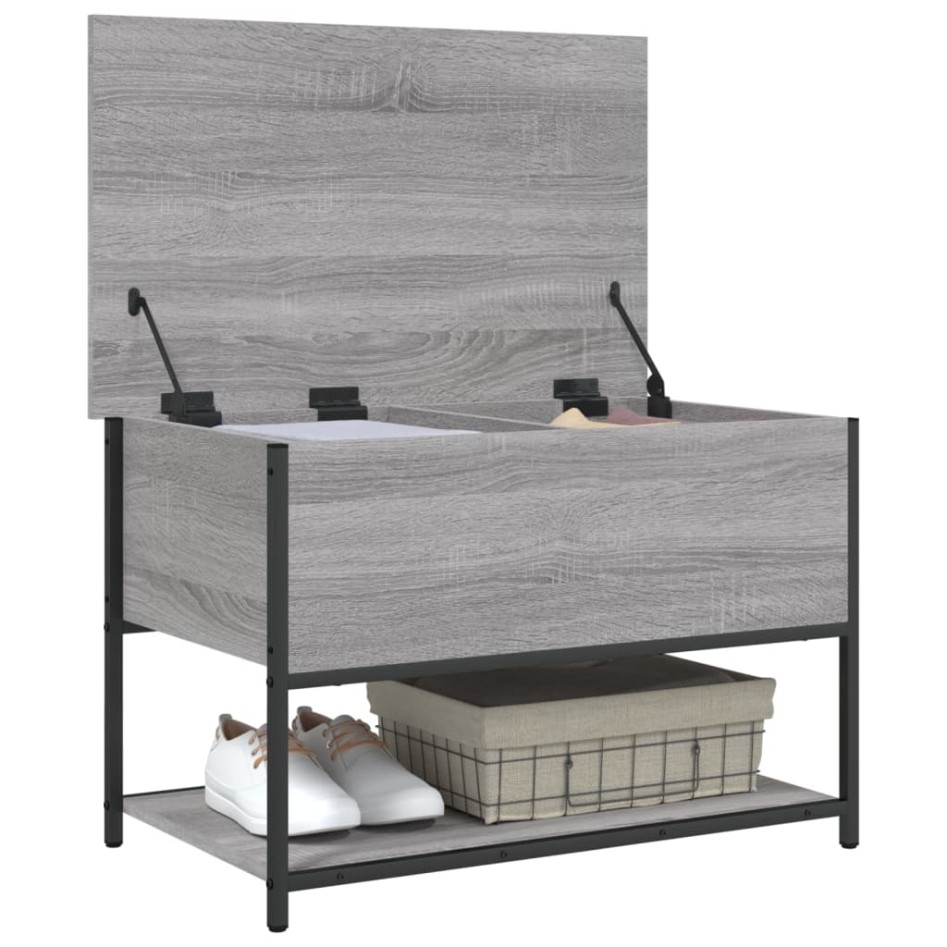Banco de almacenaje madera ingeniería gris Sonoma 70x42,5x47