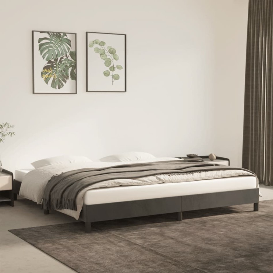 Estructura de cama de terciopelo gris oscuro 180x200