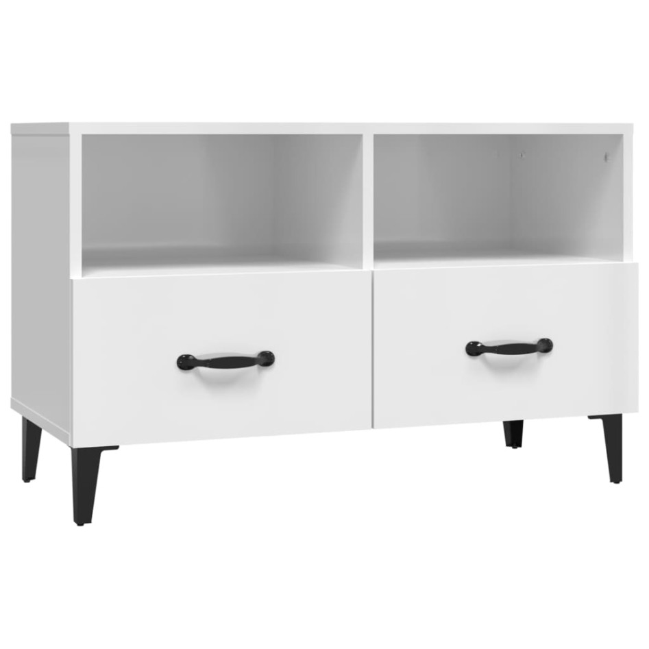 Mueble de TV madera contrachapada blanco brillo 80x36x50