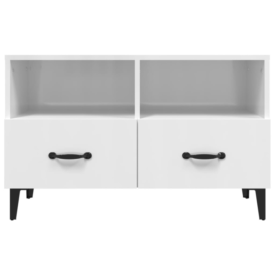 Mueble de TV madera contrachapada blanco brillo 80x36x50