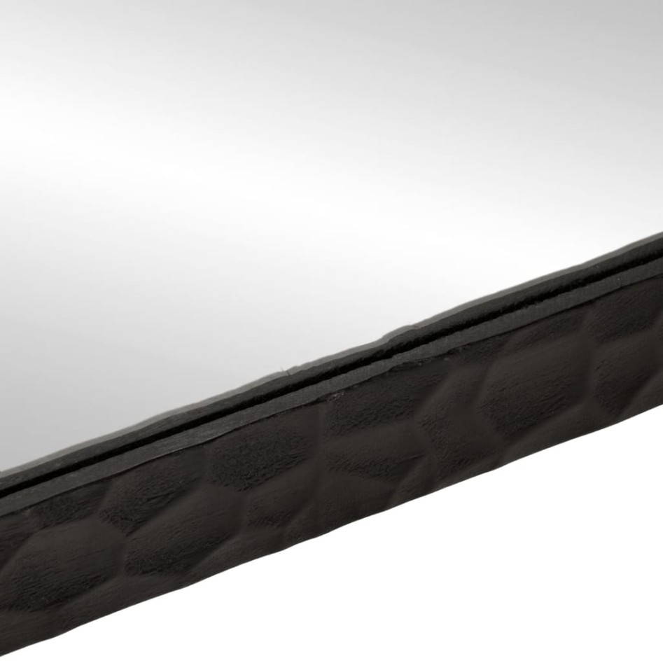 Espejo de baño madera maciza mango y vidrio negro 50x70x2,5