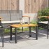 Mesa de jardín ratán sintético madera acacia negro 70x38x42