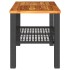 Mesa de jardín ratán sintético madera acacia negro 70x38x42