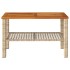 Mesa de jardín ratán sintético madera acacia beige 70x38x42