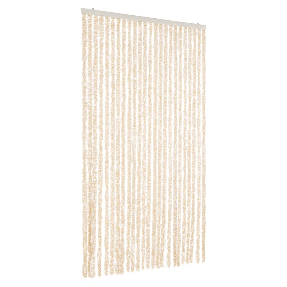 Cortina antimoscas chenilla beige y blanco 100x220