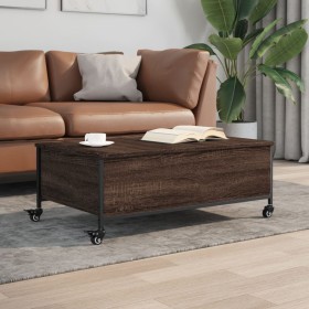 Mesa de centro con ruedas madera ingeniería marrón 91x55x34