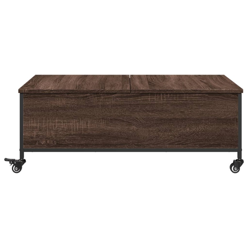 Mesa de centro con ruedas madera ingeniería marrón 91x55x34