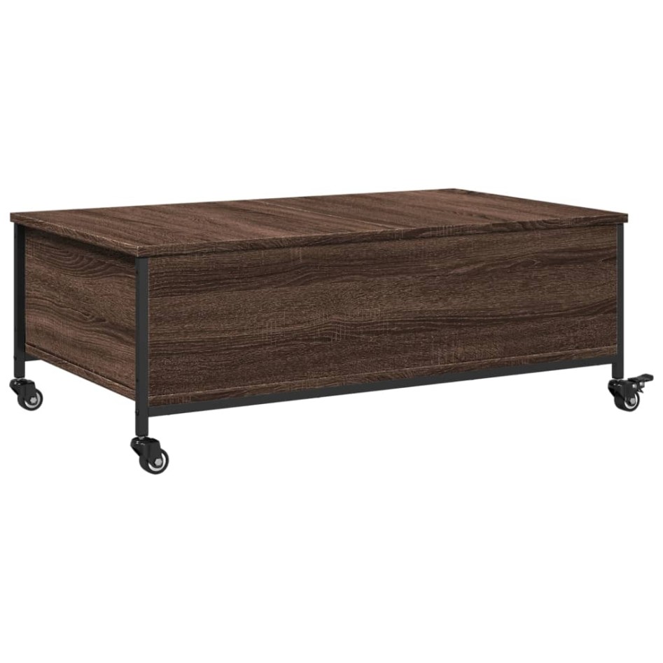 Mesa de centro con ruedas madera ingeniería marrón 91x55x34