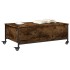 Mesa de centro con ruedas madera ingeniería roble 91x55x34