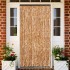 Cortina antimoscas chenilla ocre y blanco 90x200