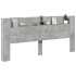 Cabecero de cama con luz LED gris hormigón 220x16,5x103,5