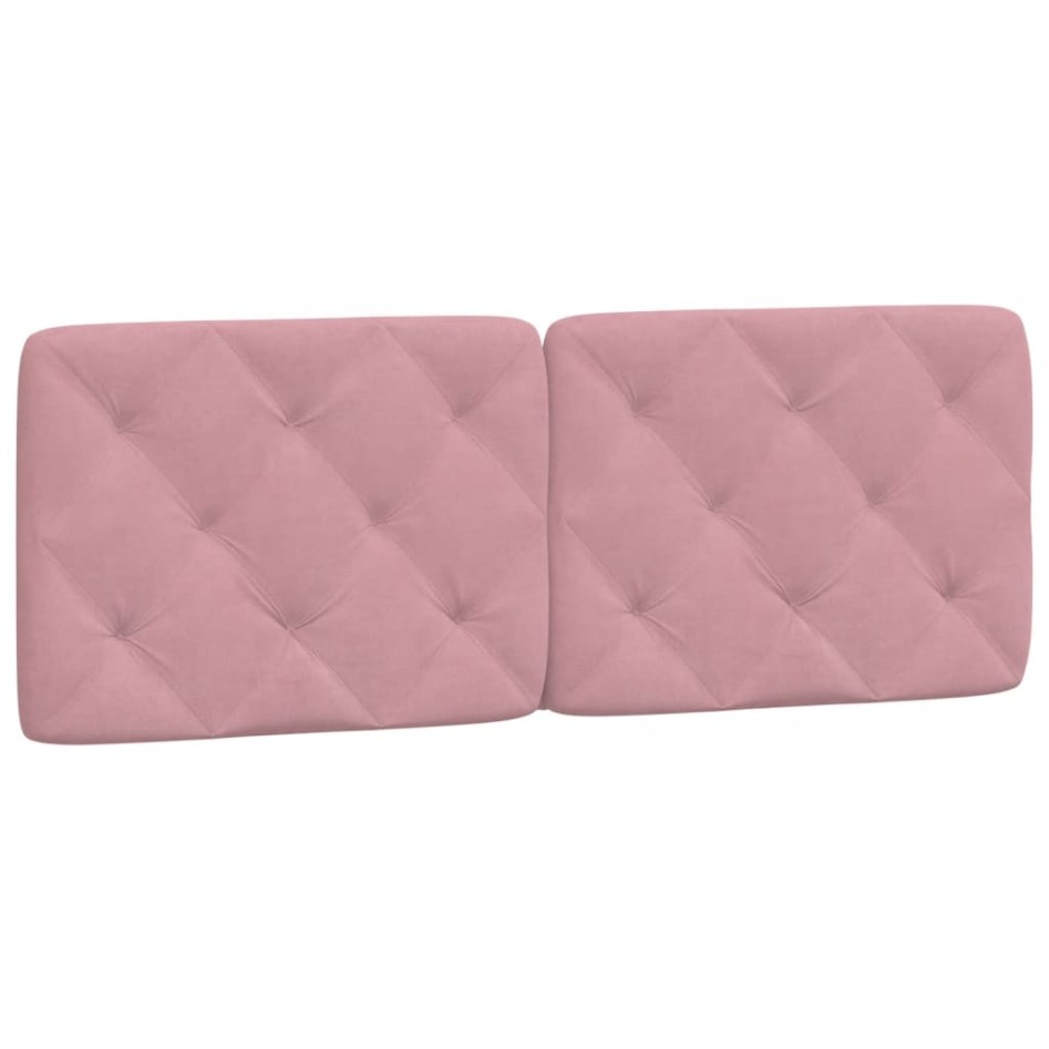 Cabecero de cama acolchado terciopelo rosa 140