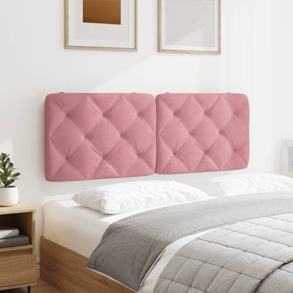 Cabecero de cama acolchado terciopelo rosa 140
