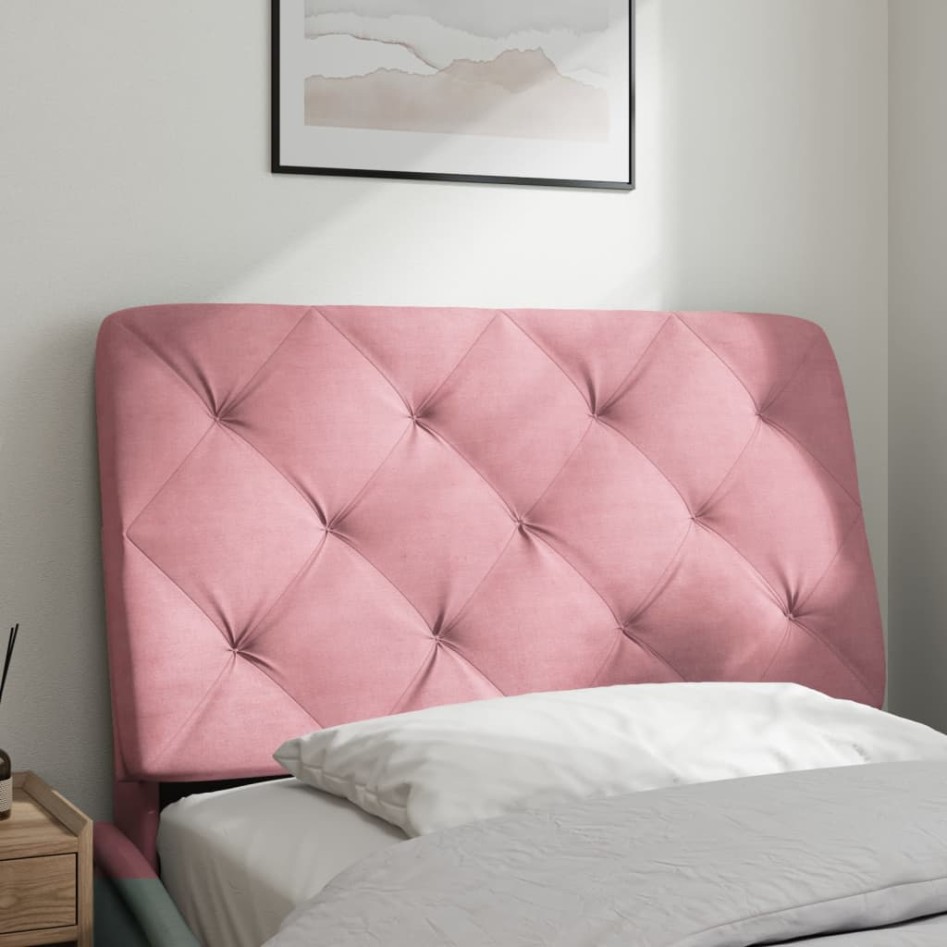 Cabecero de cama acolchado terciopelo rosa 90