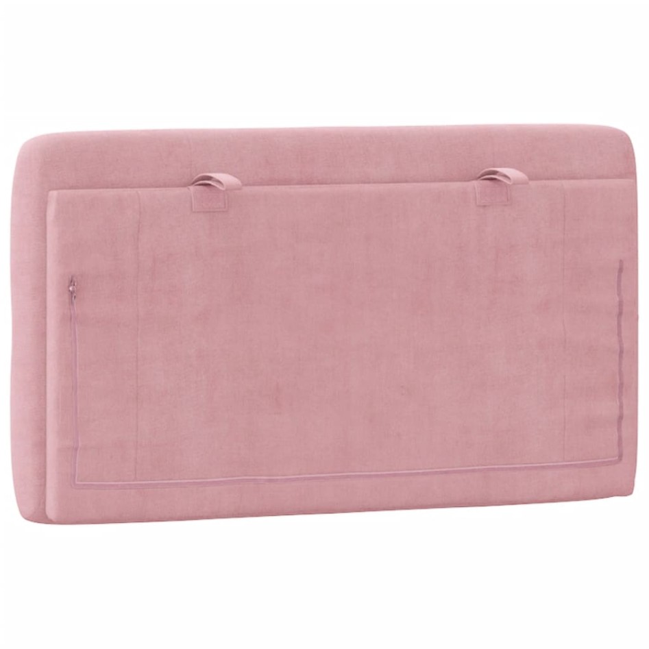Cabecero de cama acolchado terciopelo rosa 90