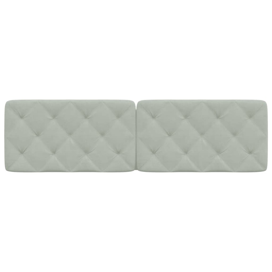 Cabecero de cama acolchado terciopelo gris claro 180