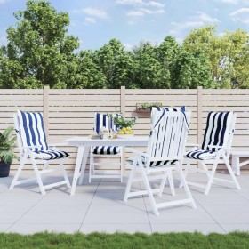 Cojines silla respaldo alto 4 uds tela Oxford rayas azul