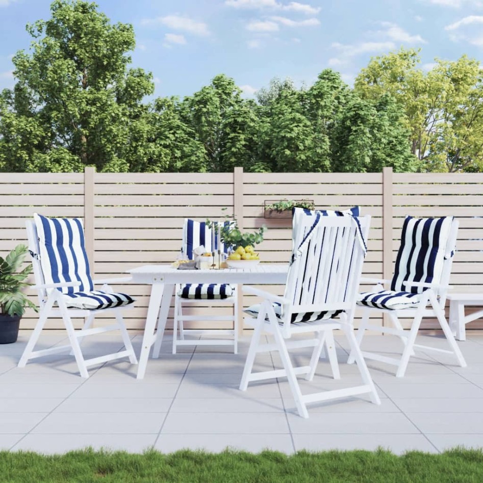 Cojines silla respaldo alto 4 uds tela Oxford rayas azul