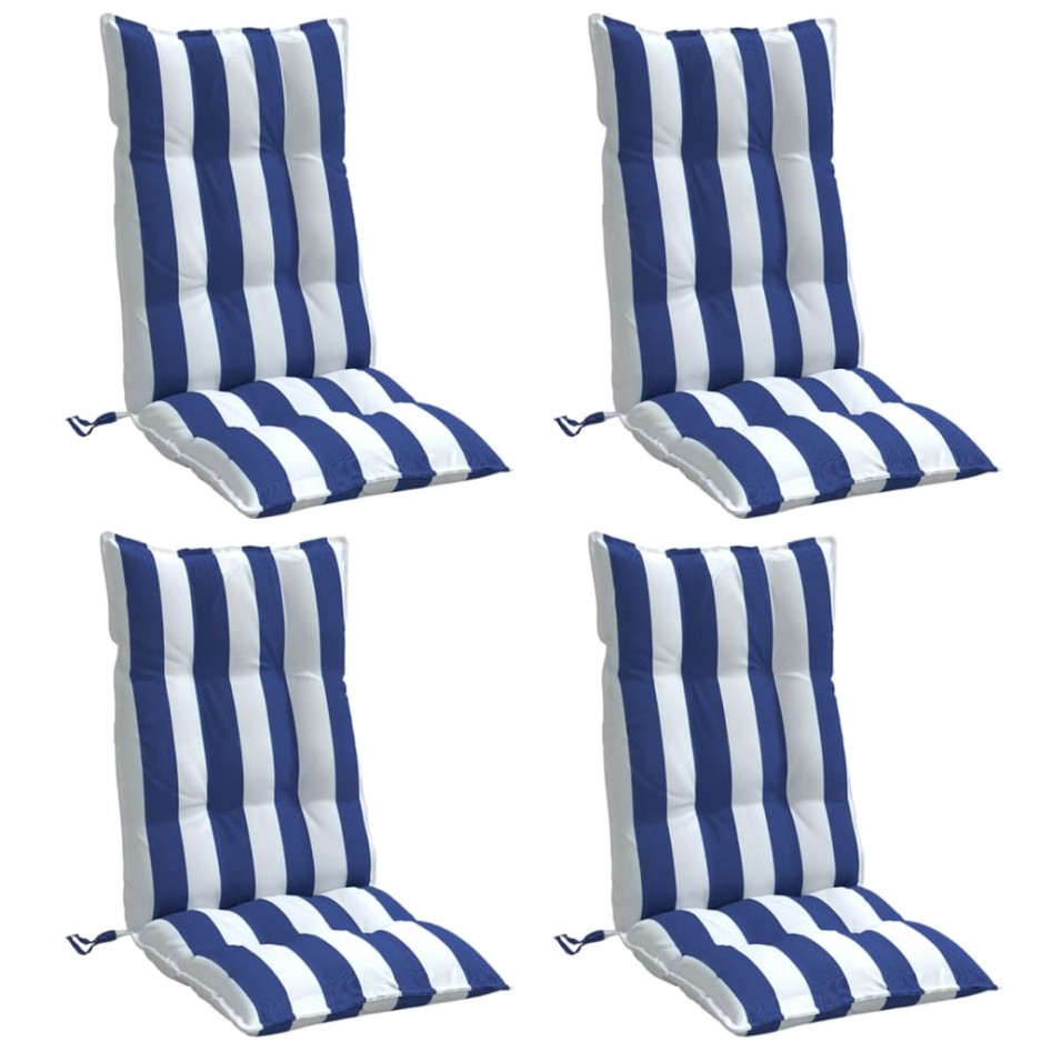 Cojines silla respaldo alto 4 uds tela Oxford rayas azul