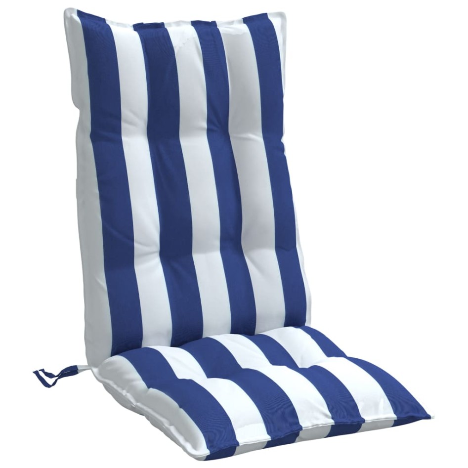 Cojines silla respaldo alto 4 uds tela Oxford rayas azul