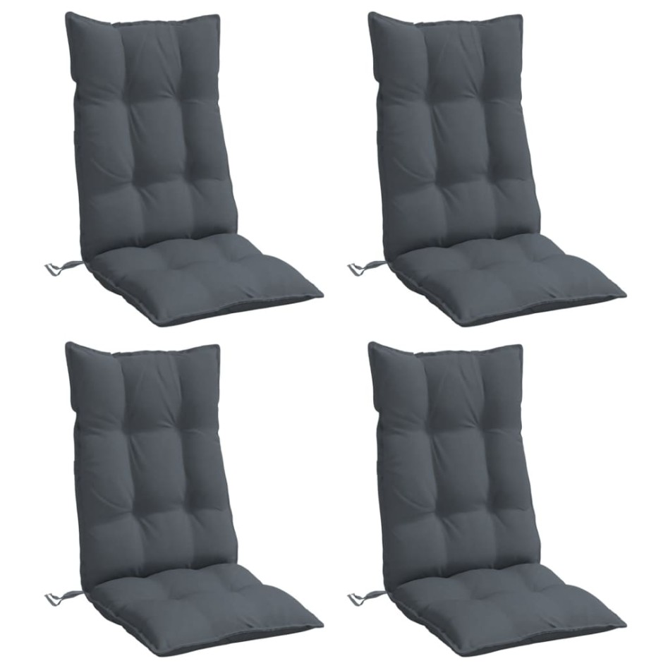 Cojines de silla respaldo alto 4 uds tela Oxford gris