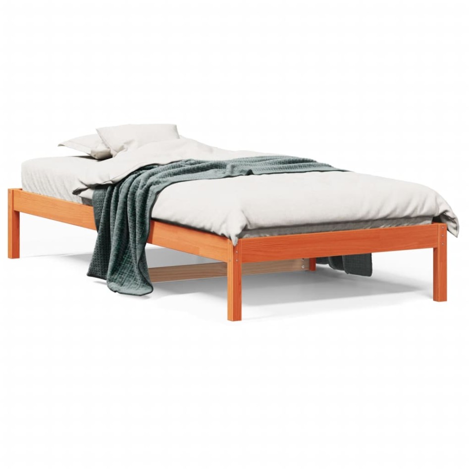 Sofá cama sin colchón madera maciza pino marrón cera 80x200