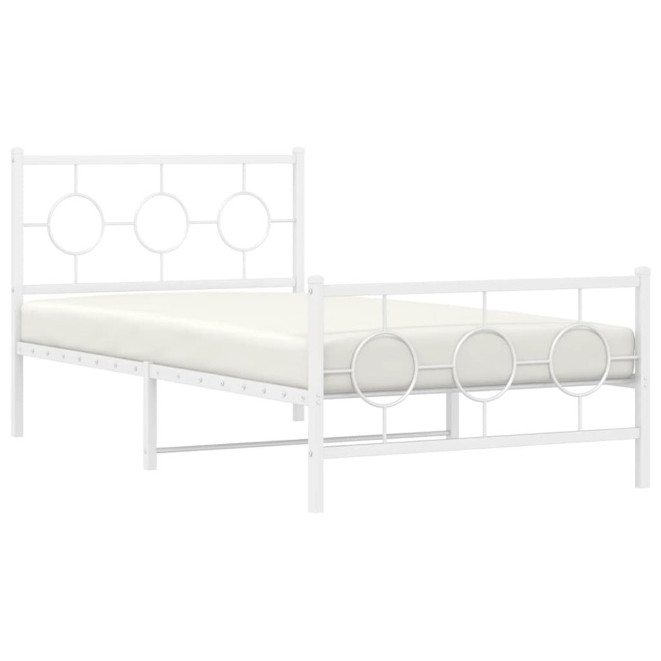 Estructura cama sin colchón con estribo metal blanco 100x190