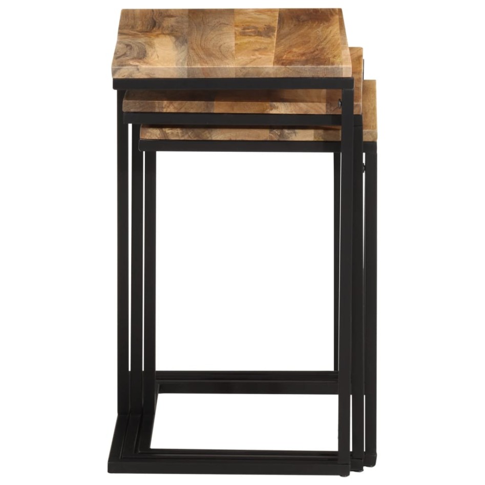 Mesas apilables 3 piezas madera maciza de